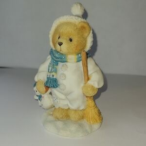 Cherished Teddies Winter Bear Figurine - White and Blue